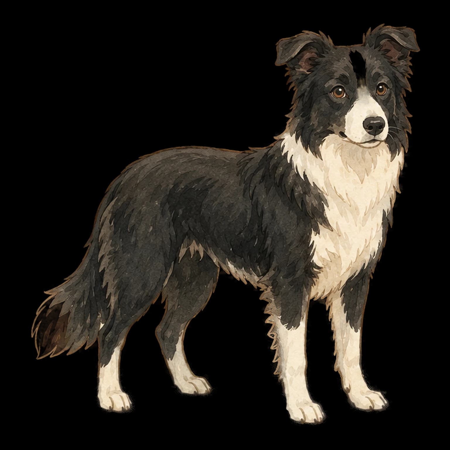 边境牧羊犬全身插画