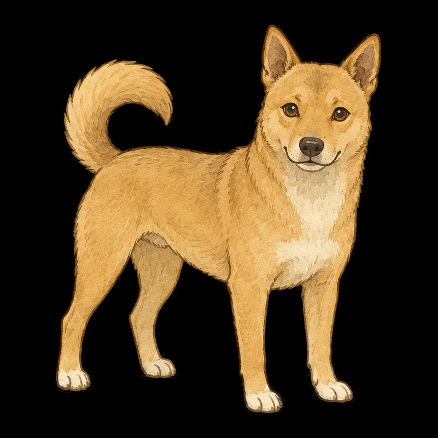 中华田园犬全身插画