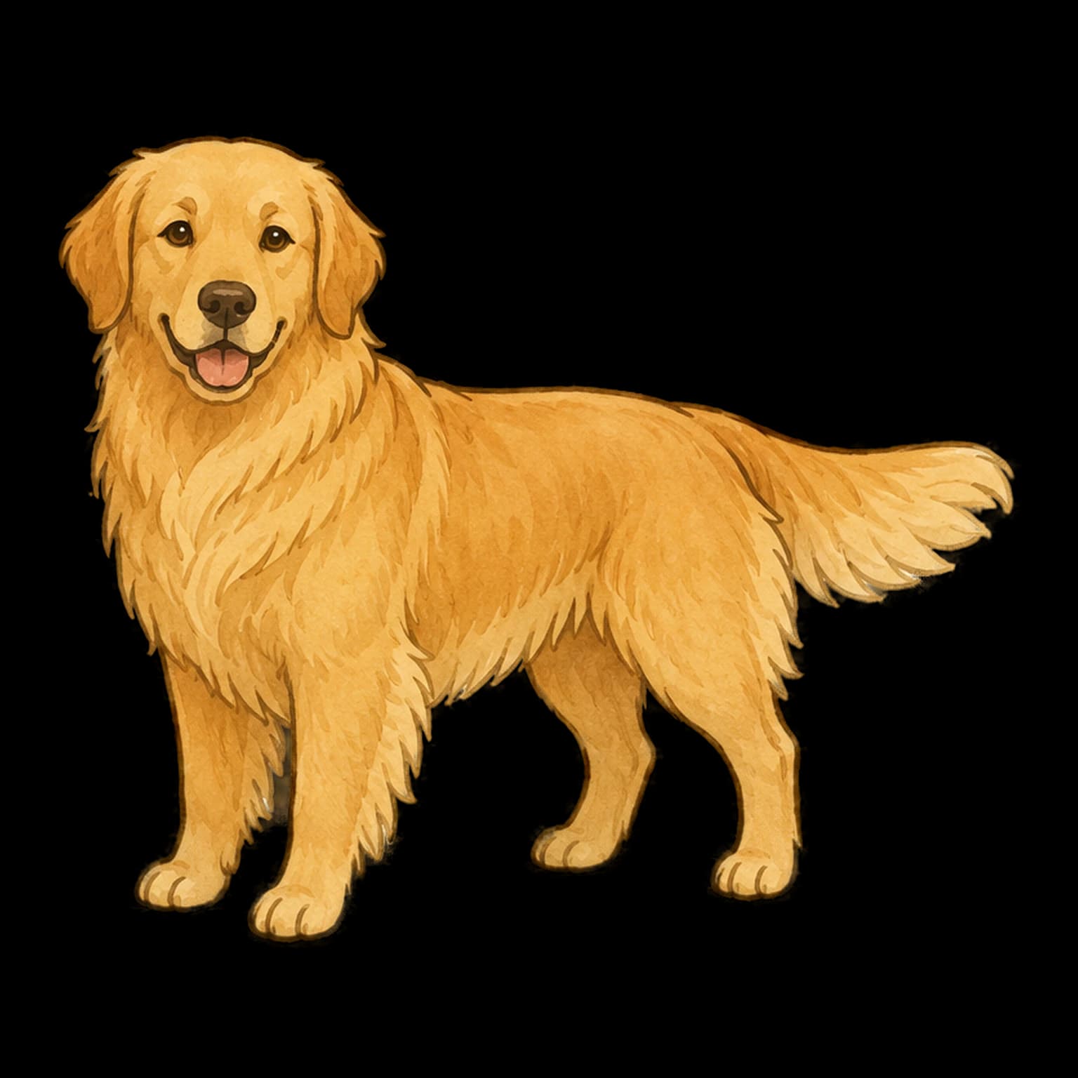 金毛寻回犬全身插画