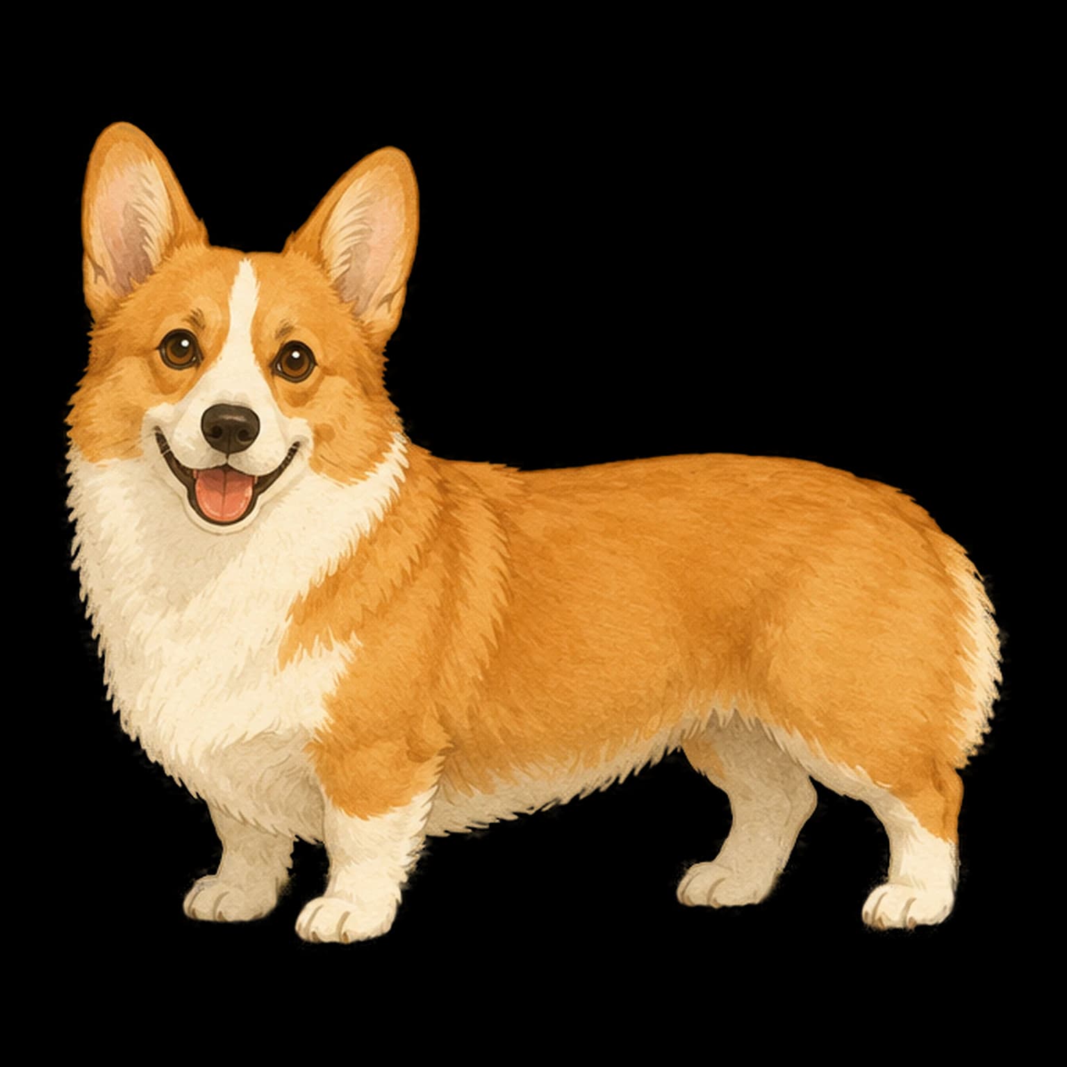 彭布罗克威尔士柯基犬全身插画