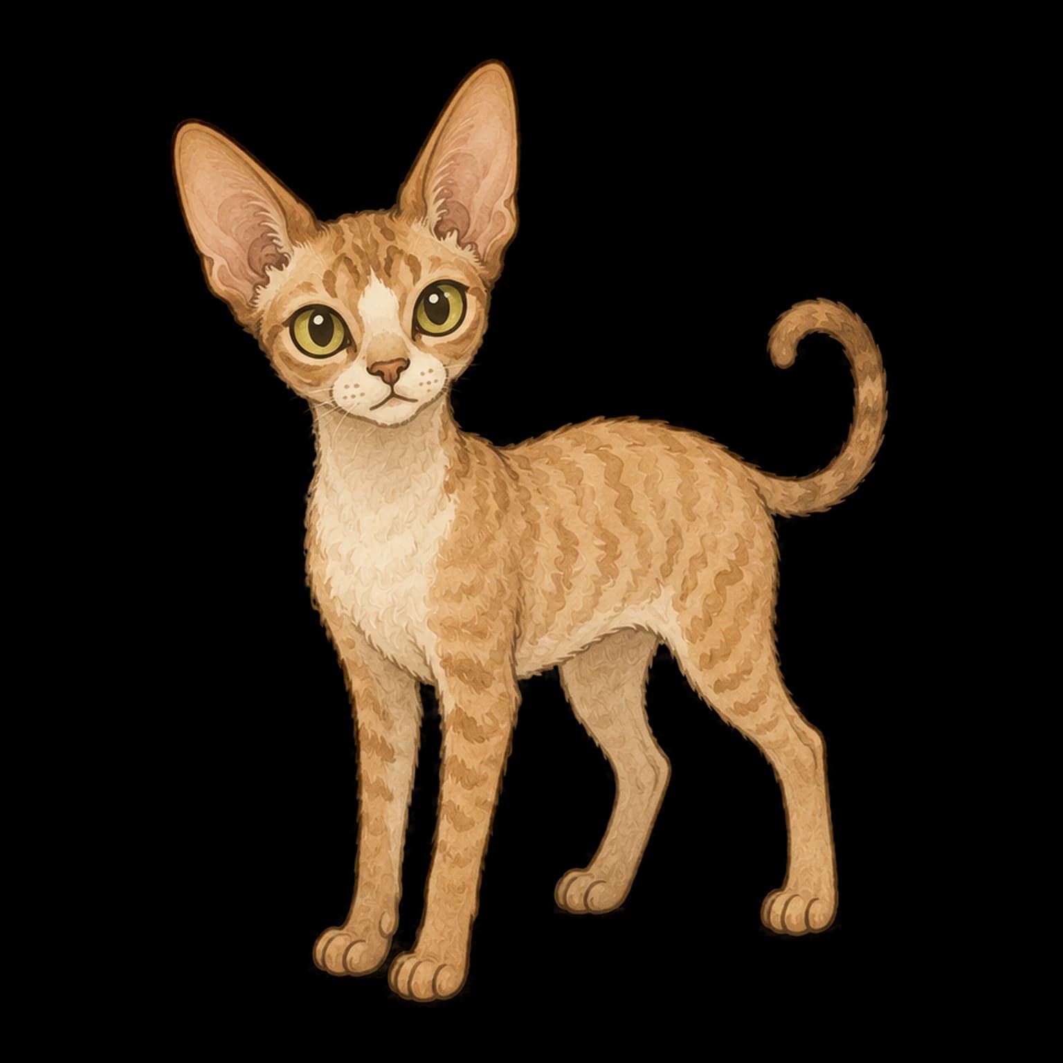 德文雷克斯猫全身插画